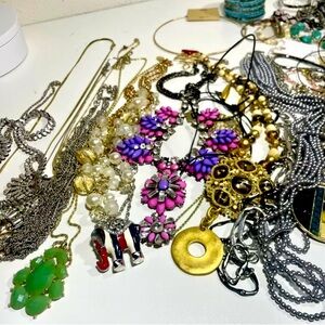 Mixed Lot of Jewelry 50 Pieces for Wear, Repurpose, Craft Lot 3.9lbs New & Used
